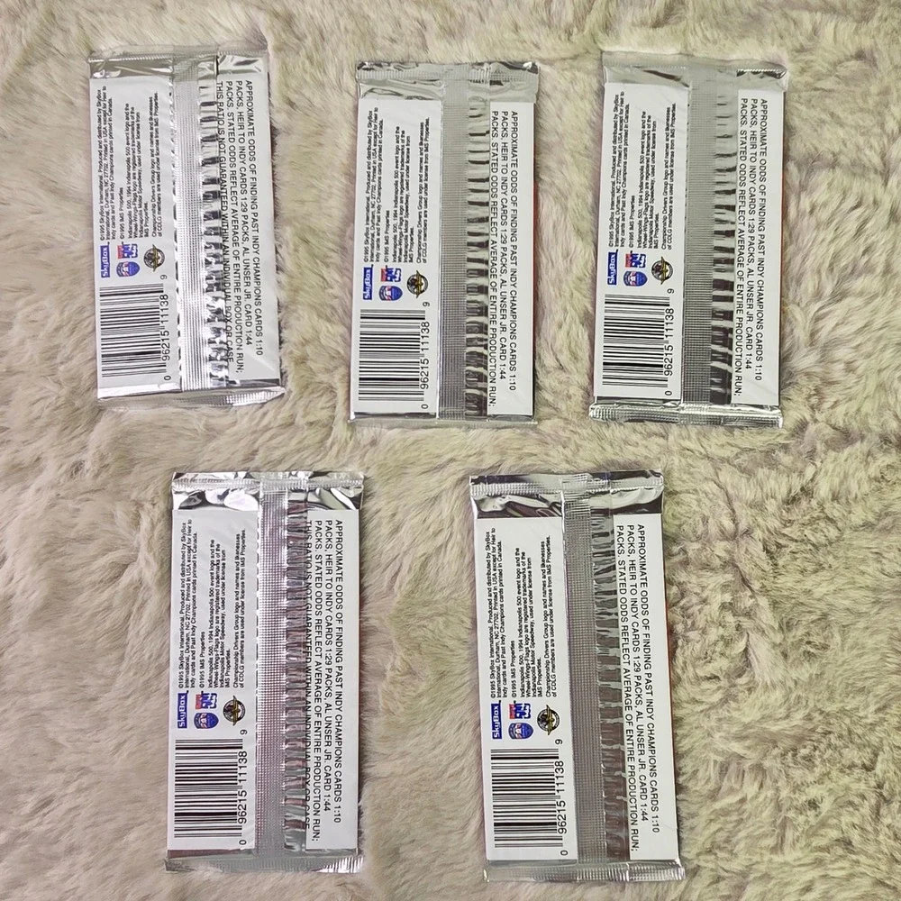Lot of 5 1995 SkyBox Indy 500 Trading Card Packs Factory Sealed 8 Cards Per Pack